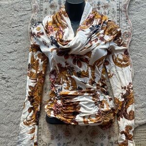 Just Cavalli Y2K Printed Jersey Multicolor Cowl Neck Sweater